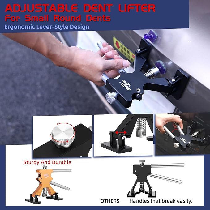 Super PDR Car Dent Puller Kit, Paintless Dent Remover Tool for Car Dent Repair with Strong Adhesion Puller Tabs & Glue Sticks, 100W Hot Glue Gun, Dent Reflector for Auto Hail Damage or Door Dings