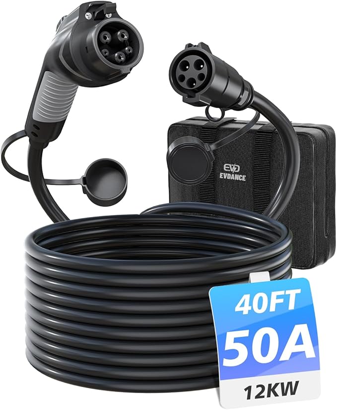EV Charger Extension Cable, J1772 Extension Cable 50A 40FT Charging Cord for Electric Vehicle 110V-240V Compatible for All SAE J1772 Chargers (50A - 40FT)