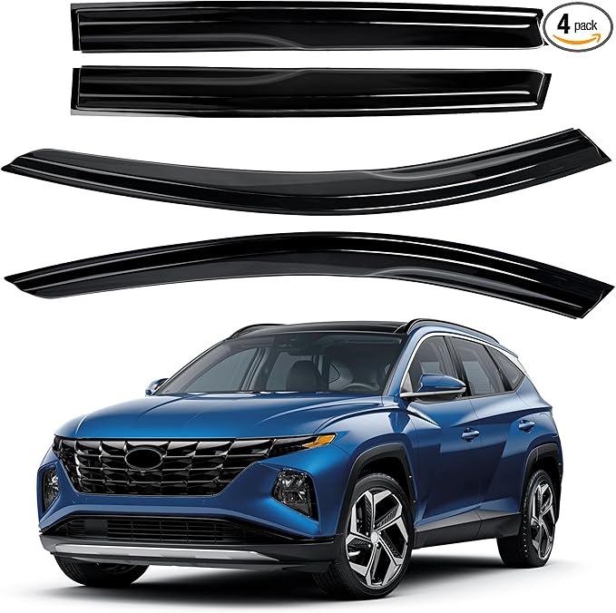 AUXKO Rain Guards for Hyundai Tucson 2026-2022 SE SEL N-Line Limited, Window Vent Visor Accessories - Shatterproof Sun Smoke Visors for Car Window, Tape-On Side Window Wind Deflectors & Visors Black