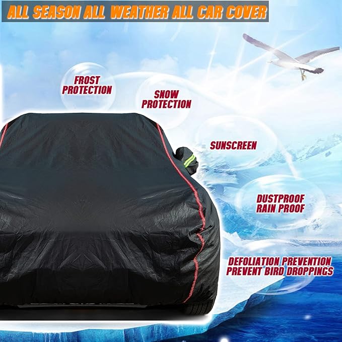 Breathable New Material, Waterproof Car Cover, Locks and Zipper Doors, Sunscreen Waterproof UV Prevention Snowproof Wind and Windproof,Suitable for Indoor Outdoor,for Sedan (197" to 208") B4