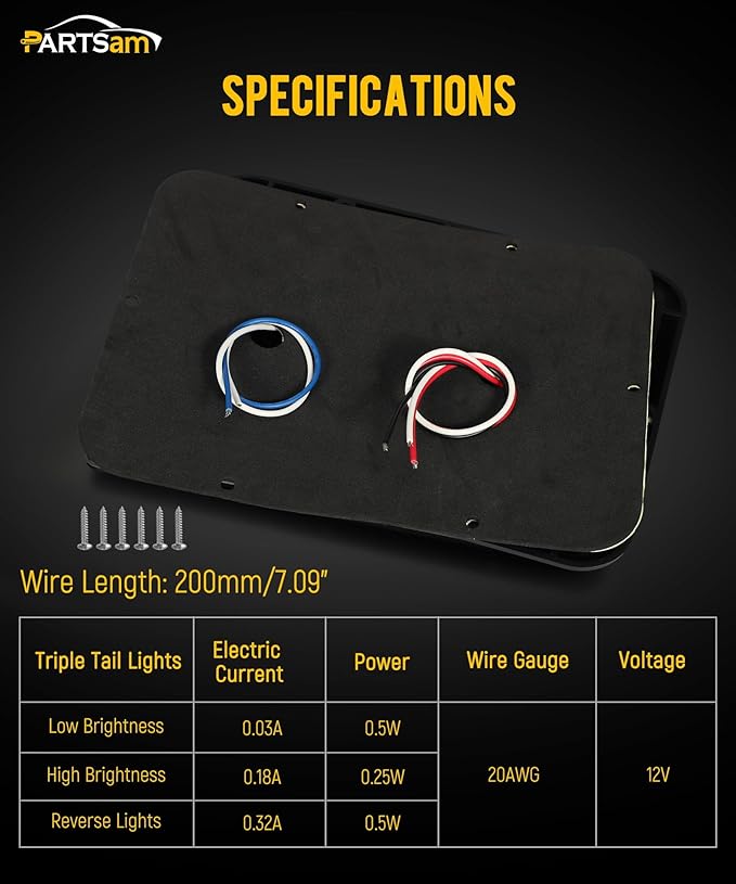 Partsam 2Pcs Double Led Trailer Tail Lights with Horizontal Mount Dual Stop Turn Tail Backup Reverse Lights 33 LED, Surface Mount RV Double Led Taillights, RV Double Led Tail Lights, Black Base