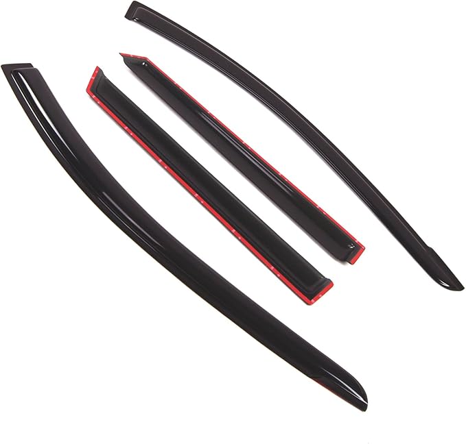 TuningPros Outside Mount Window Vent Visors Rain Guards Compatible with Pontiac Vibe 2009-2010 | Side Window Wind Deflectors Rain Shields | Smoke Tinted, 4 Pcs Set, DGWV-375-2