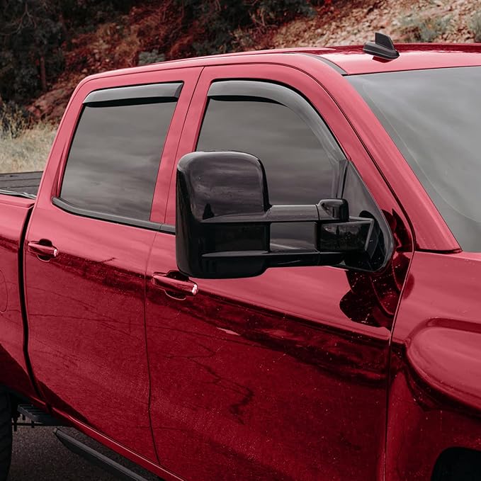 Voron Glass in-Channel Extra Durable Rain Guards for Trucks Chevrolet (Chevy) Silverado/GMC Sierra 2014-2018 Crew Cab, Window Deflectors, Vent Window Visors, 4 Pieces - 220009