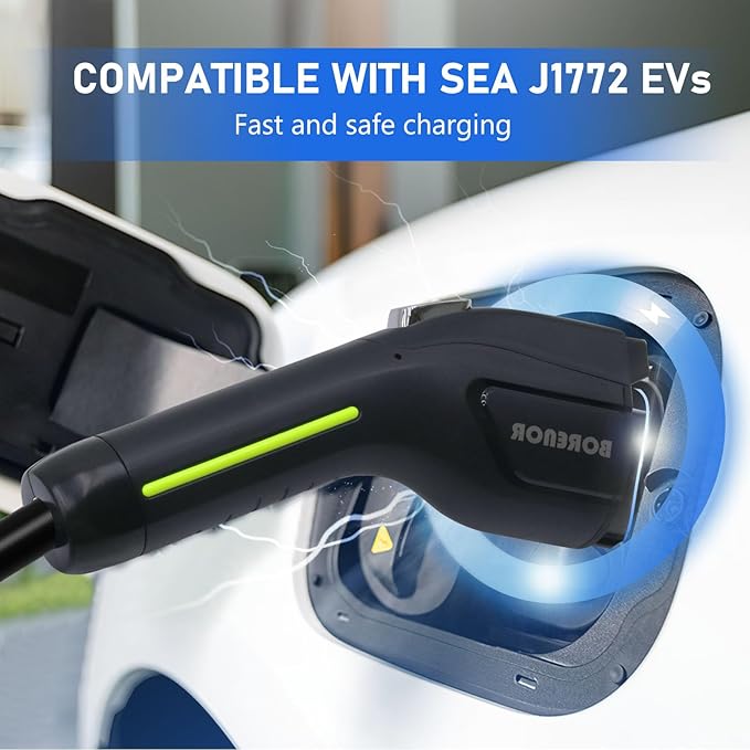 32A Portable Level 2 EV Charger, 240V 7.68kW Mobile Electric Car Charger, Portable EV Chargers for SAE J1772, 25ft Cable with NEMA 14-50 Plug, Electric Vehicle Charging Station for Home and Outdoor