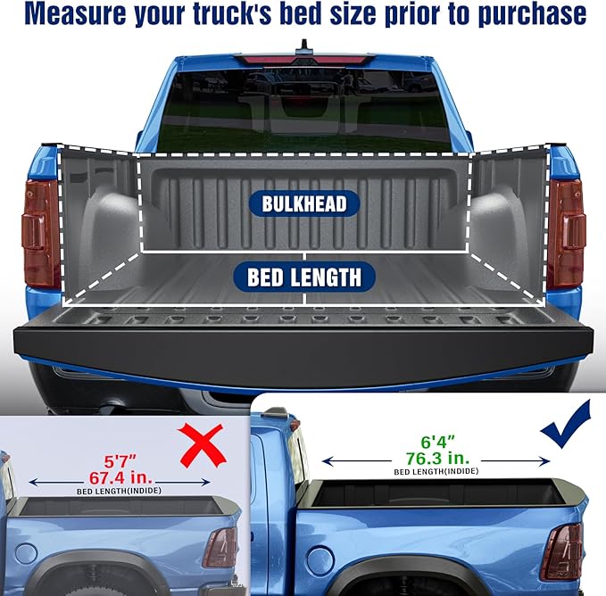 Low Profile Flip Up Truck Bed Tonneau Cover for 2009-2026 Dodge Ram 1500 & 2500 6' 4" Bed Without Ram Box (76.3")