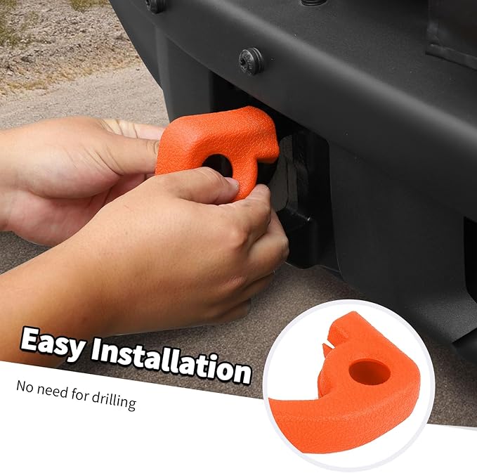 Jimen Fit for Ford Bronco 2021-2024, 2PCS Front Bumper Tow Hook Covers Protector Exterior Accessories (Orange)