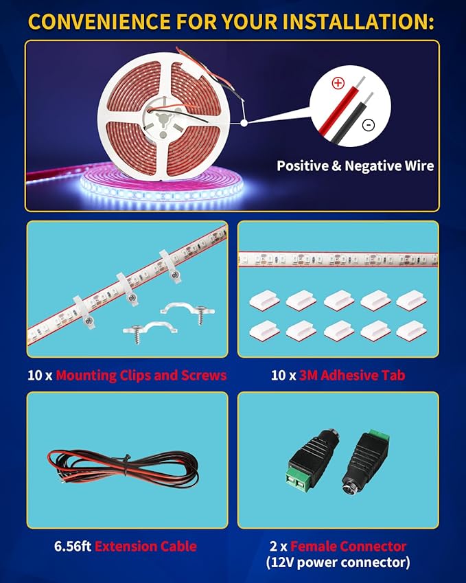 RV Awning Led Lights, 12V 16.4FT RV Outside Light, Waterproof Underglow Led Light Kit for Home Camper Motorhome Travel Trailer Concession Stands Food Trucks Strip Light, White