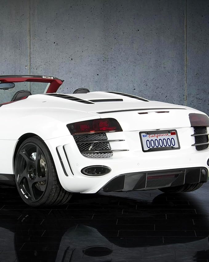 Black License Plate Frames- 2 Pack Aluminum Front & Rear Auto Car Tag Holder, Heavy Duty Bracket with Mount Hardware, Screws Caps, Rattle Proof Pads (Black