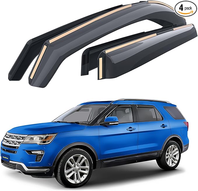Goodyear Shatterproof in-Channel Window Deflectors for Ford Explorer 2011-2019, Rain Guards, Window Visors for Cars, Vent Deflector, Car Accessories, 4 pcs - GY003435LP