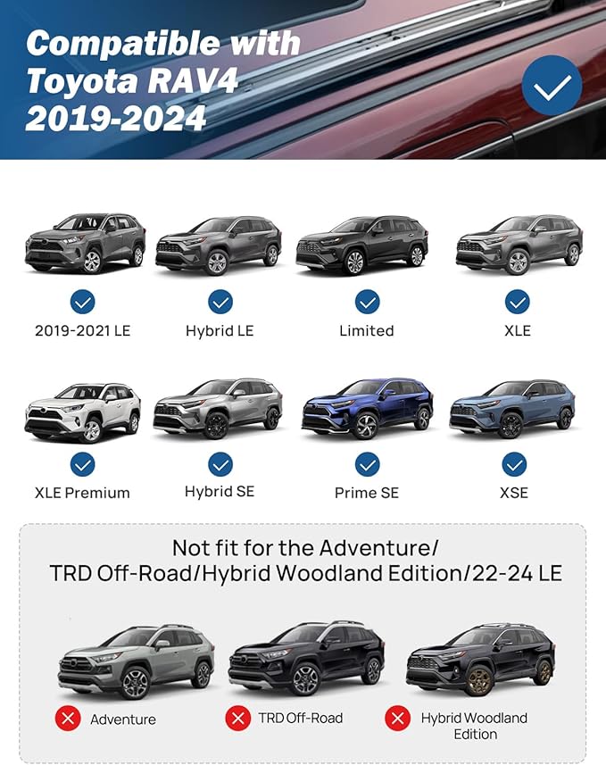 JOYTUTUS Lockable Car Roof Rack Cross Bars, Compatible with Toyota RAV4 2019-2025 with Factory Side Rail (Not Fit Adventure/Hybrid Woodland Edition/TRD Off-Road/22-24 LE), Aluminum Crossbars