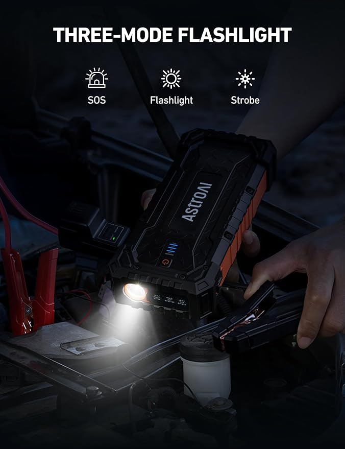 AstroAI S8 Ultra+ Car Battery Jump Starter, 5000A Peak Portable Car Jump Starter for Up to All Gas & 10.0L Diesel Engines, 88.8Wh 12V Jump Box and Battery Charger with USB/DC/Type C Port, Jump Cables