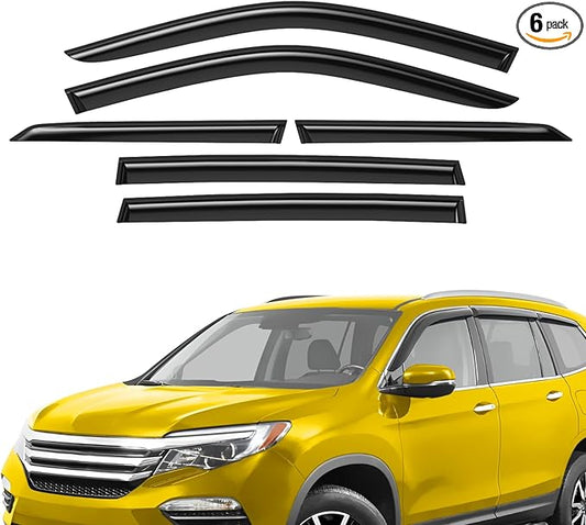 Extra Durable Window Deflectors Tape-On Window Visors Rain Guards Fit for Honda Pilot 2016-2022, Sun Visors, Wind Vent for Shades, Exterior Car Accessories - 6pcs. AG0842