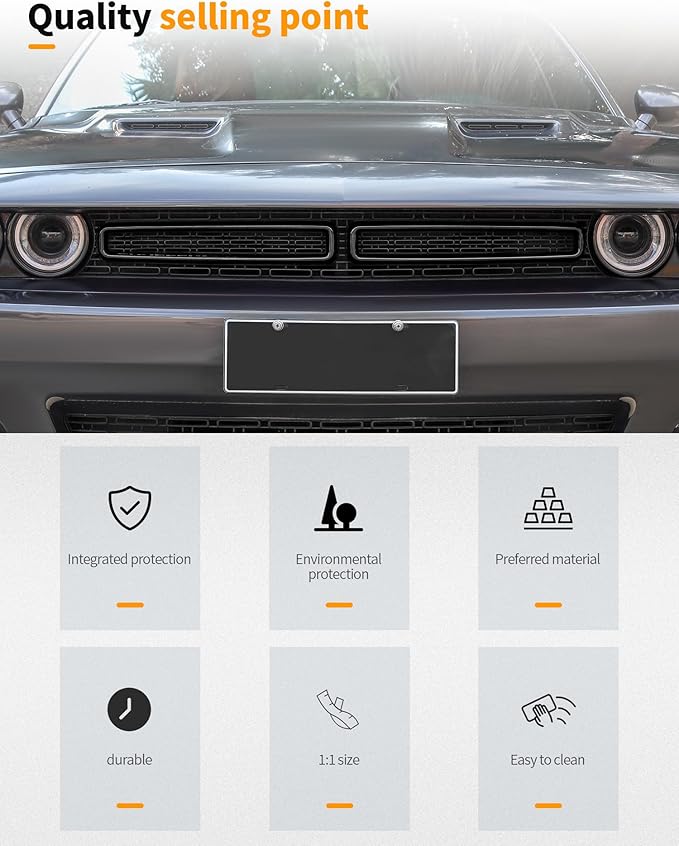 Hoolcar Front Grille Radiator Grille Insert Cover Grillwork Trim Compatible with Dodge Challenger 2015-2025+, Exterior Accessories, Black, 2pcs