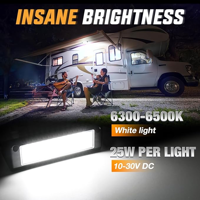 Nilight RV Exterior Light 2PCS 9 Inch Porch Lights Flood Beam 12V 24V LED Scene Cargo Lighting Black Aluminum Housing for RVs Trailers Travel Campers 5th Wheels Motorhome SUV Truck