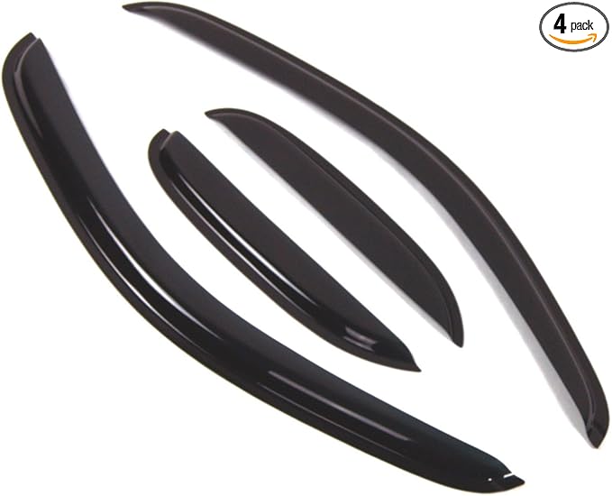 Tuningpros Window Visor Compatible with 2007-2013 Chevy Silverado EXT Cab, DGWV2-050 Outside Mount Deflector Rain Guard Dark Smoke, 4 Pcs Set