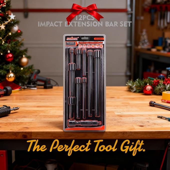 HORUSDY 12Pcs Socket Extension Set, 1/4", 3/8" and 1/2" Impact Drive Socket Extension, Socket Adapters, Drive Tool Accessory, CR-V Steel