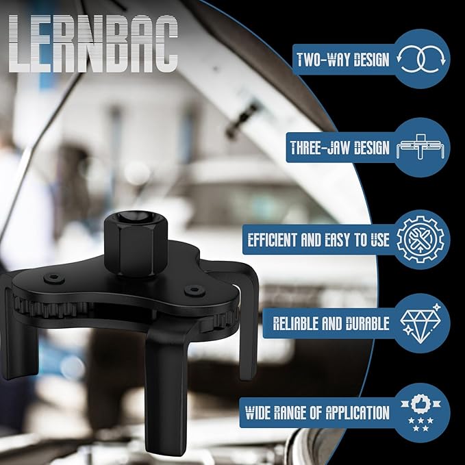 Universal Oil Filter Wrench Adjustable, from 2-1/2 inch to 4.5 inch 3 Jaw Oil Filter Removal Tool Set, Efficiency 2 Way Oil Filter Wrench (black)