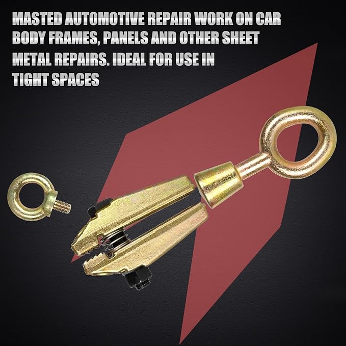 RANSOTO 5 Ton 2 Way Auto Body Clamp Frame Pulling Clamp with Self Tightening Grips for Top & Straight Repair Tool Kit