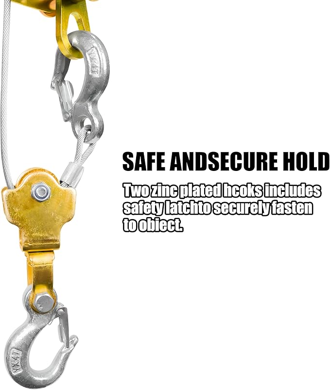 Come Along 4 Ton Cable Winch Puller Double Rope 10 Ft Heavy Duty Hand Puller 8800LB with 3 Hooks Cable Ratchet Puller W/Double Metal Gear for Lifting Pulling