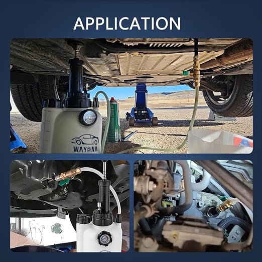 Wayona Transmission Fluid Transfer Pump 3L, 12 ATF Adapters, Manual Automotive Transmission Fill Pump Set Oil Filling Filler System Fluid Transfer Dispenser Pump Tool Kit with Pressure Gauge and Scale