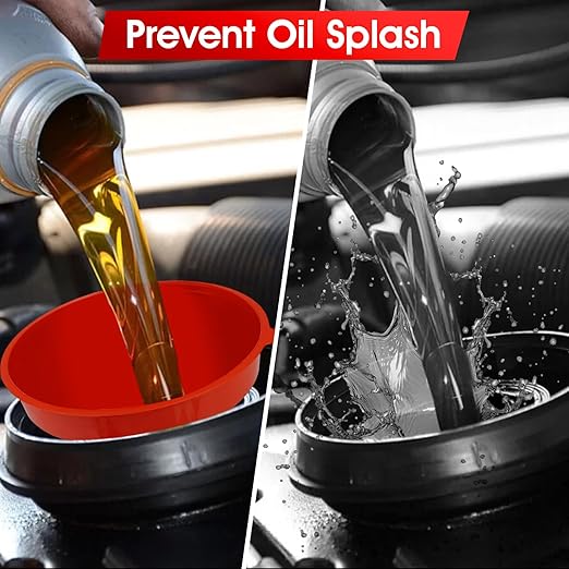 DEDC Oil Funnels Plastic Set for Car Automotive Kitchen Mini Small Large Red (7 PCS Oil Funnels)