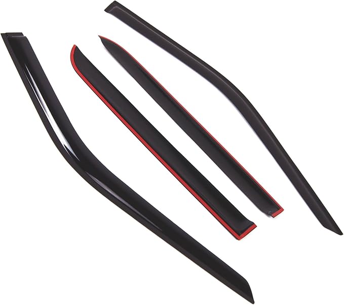 Tuningpros WD2-791 Dark Smoke 4 Pcs Set Window Visor (Outside Mount) Deflector Rain Guard Compatible with 2015-2016 Ford F-150 SuperCrew/Crew Cab