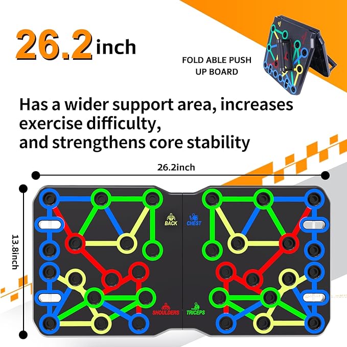 AERLANG 26.2" x 13.8" Extra Large Push Up Board, Portable 30-in-2 Workout Set for Push Up, Multi-functional Pushup Stands for Strength Training, Fat Burning Push Up Bar for Home Gym, Perfect Chest Workout Equipment for Men & Women