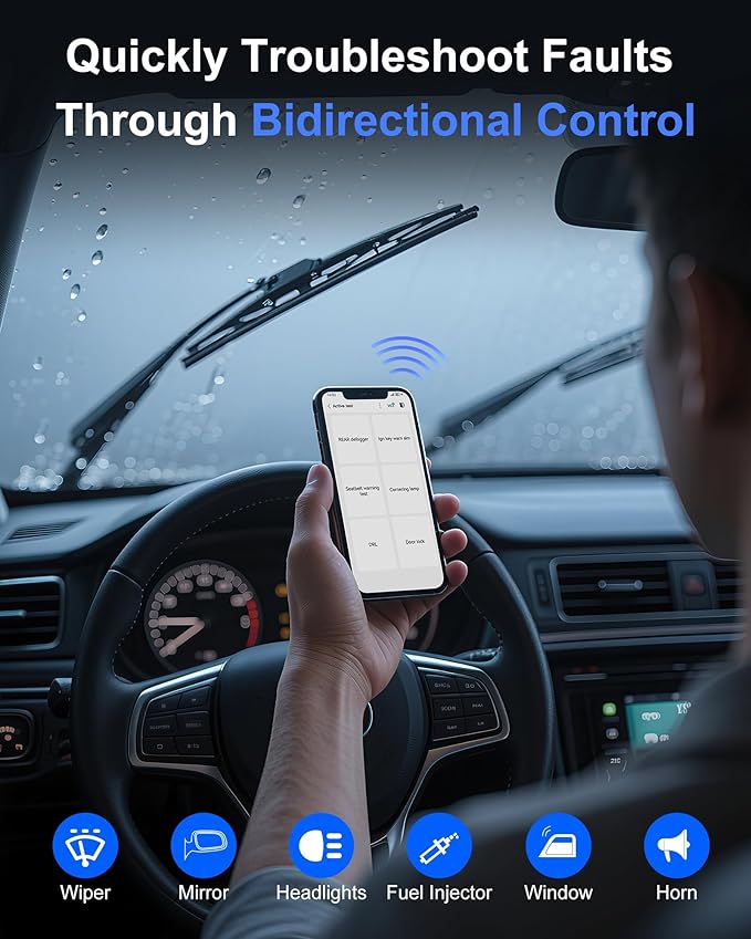 GOOLOO DEEPSCAN DS200 OBD2 Scanner Diagnostic Tool, Bluetooth Wireless All System Diagnostics for iOS & Android, Bi-Directional Control, 8+ Hot Reset, Code Reader, Live Data & Performance Test