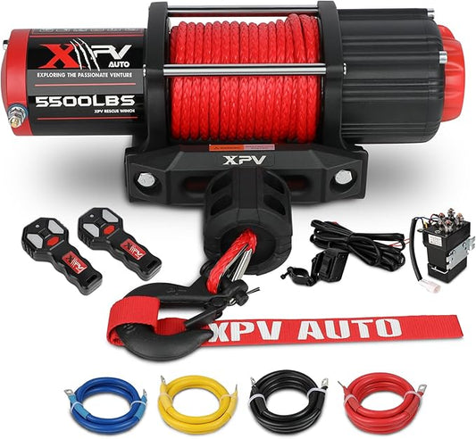 5500 lb. Winch Electric Winch Synthetic Rope 12V for ATV UTV Wireless RemoteTowing Winches Waterproof for Off Road Trailer Boat