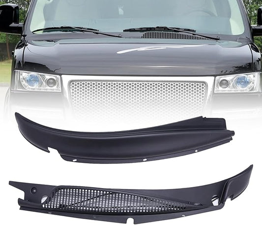 SecosAutoparts 2Pcs Windshield Wiper Cowl Panel Grille LH+RH, Compatible with Chevrolet Express Fit for GMC Savana 1500 2500 3500 Van 1996-2017# 25826329 25826330