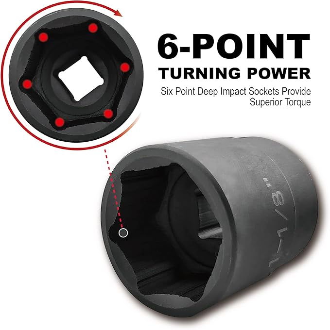 MacWork 39PCS 1/2-Inch Drive Impact Socket Set, CR-V Steel Standard & Deep Socket, SAE, 3/8" to 1-1/2", Universal Joint of 1/2", 6-Point Hex Radius Corner Design