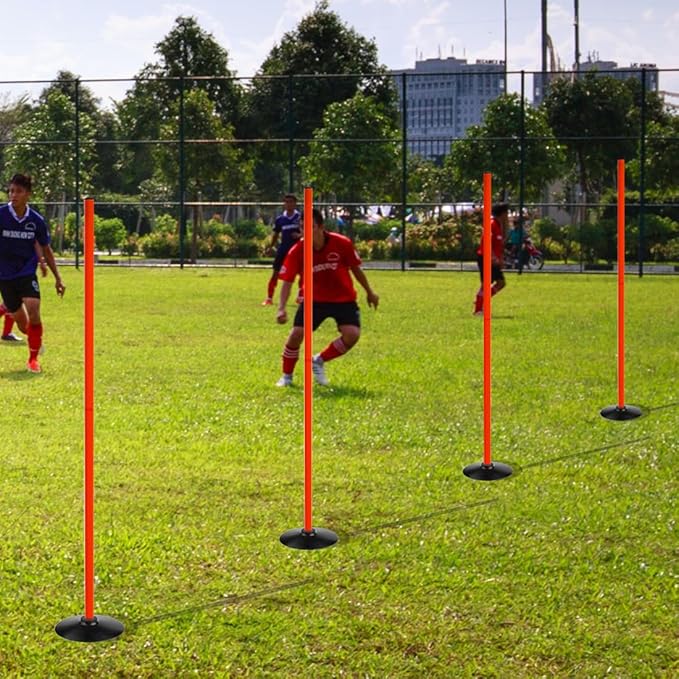 Orange Soccer Agility Poles Set Detachable Sports Trainning Speed Pole Slalom Poles with Rubber Base Sport Traning Equipment