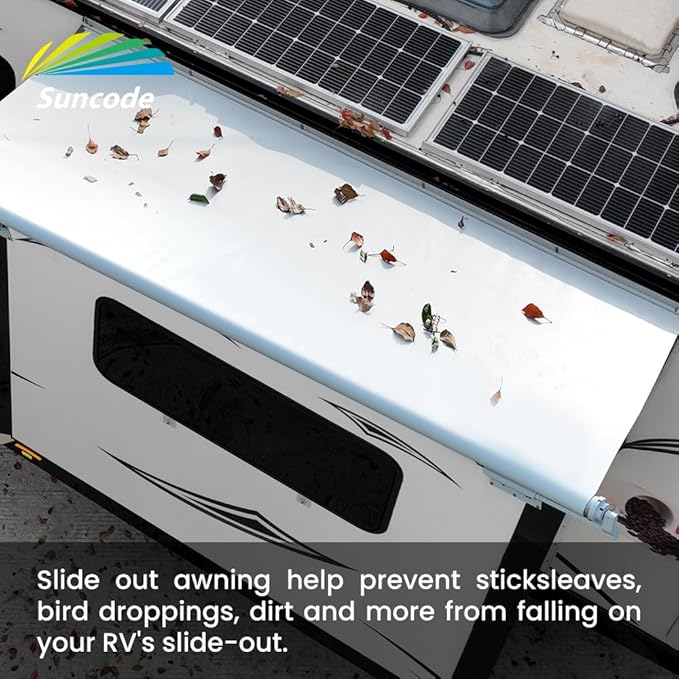 Suncode Slide Topper Awning White RV Slide Out Awning Slide Out Protection Modular Designed for RVs,Travel Trailers,5th Wheels,and Motorhomes 5'7"(5'1"Fabric)