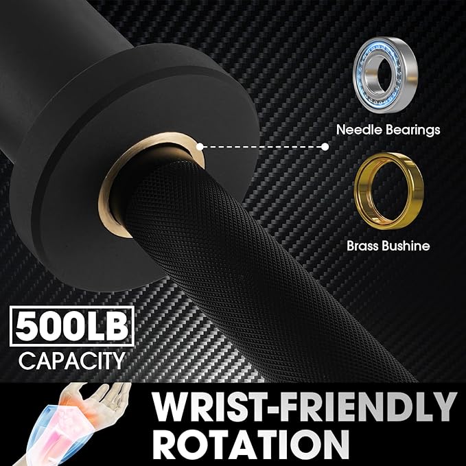 Mikolo 7ft Olympic Barbell, Barbell for Weightlifting and Powerlifting 45lb, Olympic Bar for 1500lbs Capacity, Weight Bar Fit 2” Standard Weights