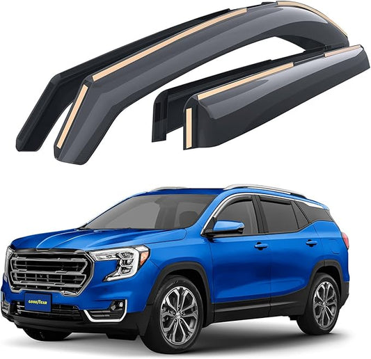 Goodyear Shatterproof in-Channel Window Deflectors for GMC Terrain 2018-2024, Rain Guards, Window Visors for Cars, Vent Deflector, Car Accessories, 4 pcs - GY007700