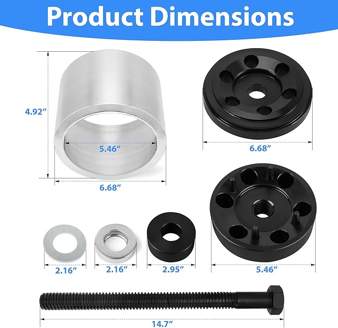 Bushing Installation Tool Replacement Hendrickson S-24736,TRB5914-T for Hendrickson Vantraax Narrow Bushing Complete Kit