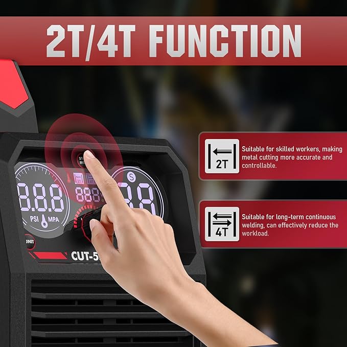YESWELDER CUT-55NHF Plasma Cutter, Non-High Frequency Non-Touch Pilot Arc, 55 Amp 110/220V Dual Voltage, Large Digital Display Plasma Cutting Machine