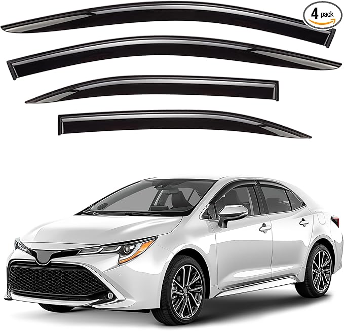 Window Deflectors Smoke Tinted Tape-On Side Window Vent Visor Deflectors Rain Guards Compatible with Toyota Corolla 2020-2026 Sedan - 4pcs. GW0300