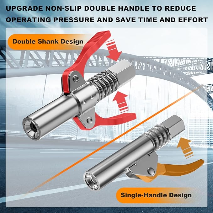 Grease Gun Coupler, Grease Joint Fittings, 12000PSI High Pressure Grease Nozzle Fittings, Compatible With All 1/8" NPT Grease Guns, For greasing all machinery and equipment filling