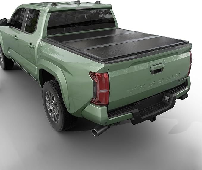 Hard Folding Truck Bed Tonneau Cover |HTF022|Fits 2016-2026 Toyota Tacoma w/OE Track System 6' 2" Bed (73.7")
