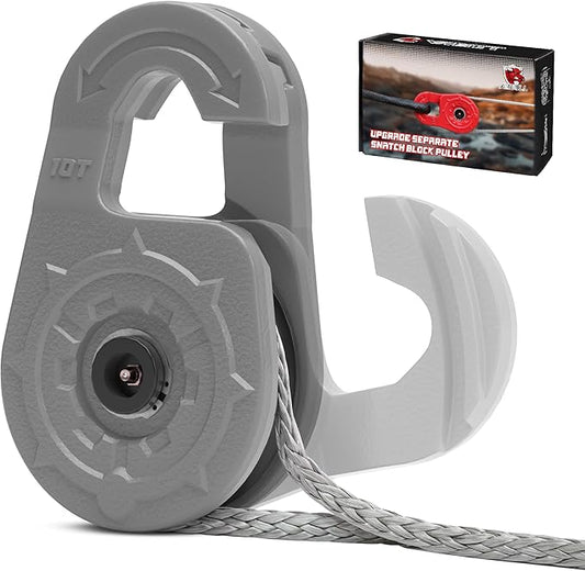 Towing Winch Snatch Block Hook, Separate Pulley Block, Tow Winch Hook, Multiple-Purpose G80 Heavy Duty Forged Winch Hook Snatch Block Pulley, 22Tons(46,051lbs) MBS, for Synthetic Rope, Gray
