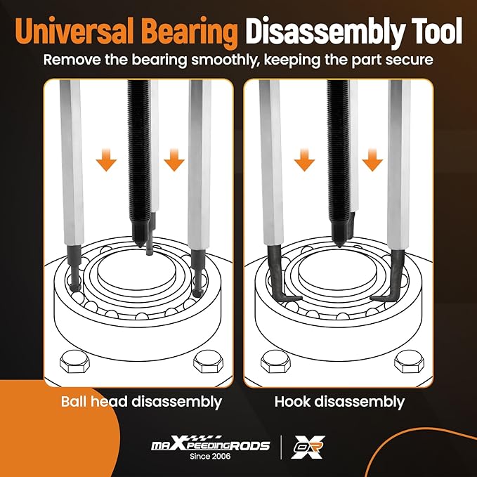 maXpeedingrods 21 in1 Bearing Puller Kit, Bearing Removal Tool, Bearing Separator Set, Bearing Disassembly Gear Puller w/ 3-jaw Hooks and 6 Sizes Red Steel Inner Hole Extractor