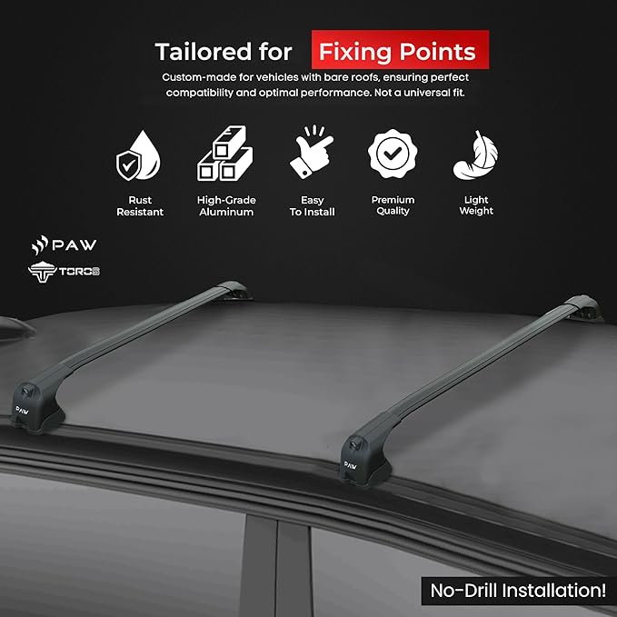 Fits BMW i4 Roof Rack Cross Bars – G26 with Factory Fixing Points, 330 lbs Capacity, Aluminum T-Slot Bars, Lockable, No-Drill Installation (Silver)