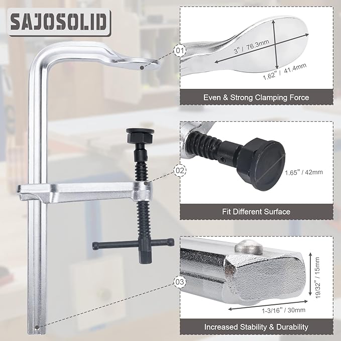 Welding Clamps Heavy Duty for Metal Working, Piping & Woodworking, 1100 Kg/2400 Lbs Heavy-Duty Load Capacity, Max Opening: 12 Inch, w/Replaceable Swivel Pads, Throat Depth 5-1/2 Inch