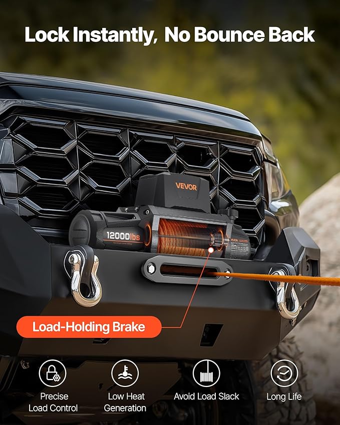 VEVOR Electric Winch, 12000 lbs Load Capacity, 12V DC Truck Winch with Φ3/8 in x 92 ft Synthetic Rope, Wireless & Wired Remote Control, IP67 Waterproof for Towing Off-Road SUV Jeep Trailer Boat