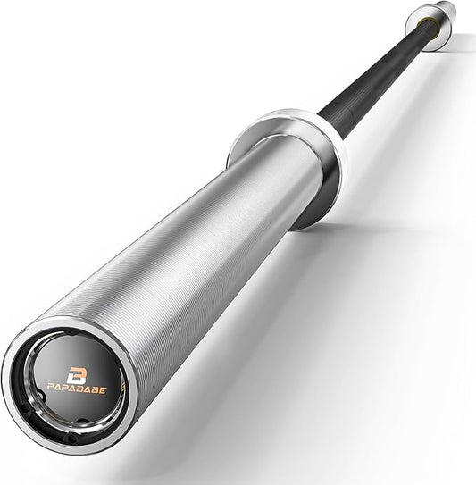 PAPABABE Olympic Barbell, 2-inch 45lb/35lb Weight Bar for Strength Training. 6.5ft/7ft Olympic Bar, 1000lb Plus Capacity, Chrome/Zinc Plating, knurled Grip for Bench Press Deadlift Squat