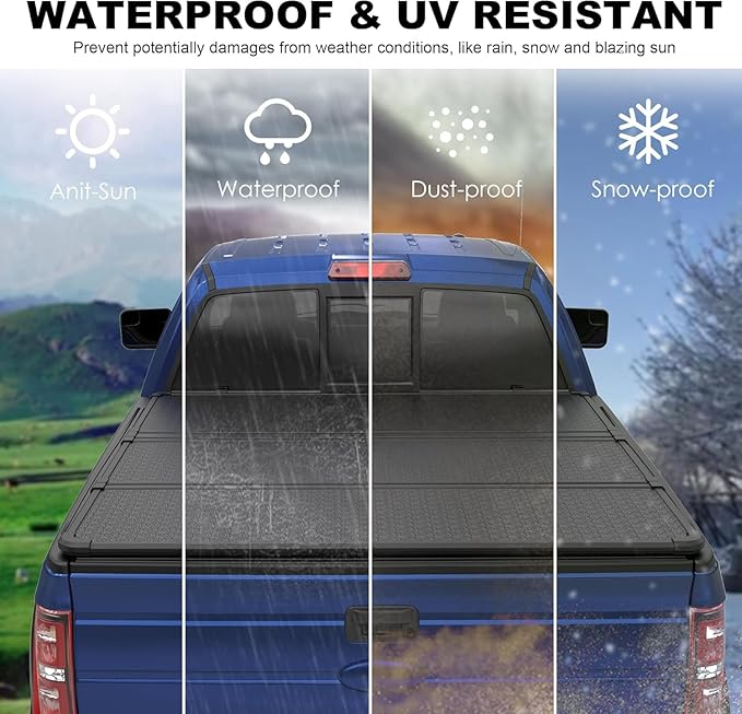 Hard Tri Truck Bed Tonneau Cover Compatible for 1999-2024 Ford F250/F350/F450 Super Duty Standard Short Bed 6'8"