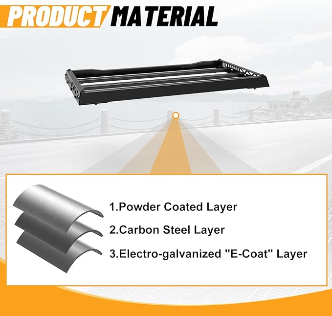 Universal Adjustable Roof Rack for Pickup Trucks - Compatible with Mid-Size& Full-Size Models, Q235A Carbon Steel, Powder-Coated Black Finish, Multiple Mounting Options Available