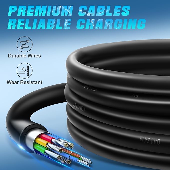 Portable EV Charger Level 2, 16Amp 240V, Electric Vehicle Charger with 16.5FT Cable, NEMA 6-20 Plug, Portable Electric Car Charger, Compatible with SAE J1772 Evs