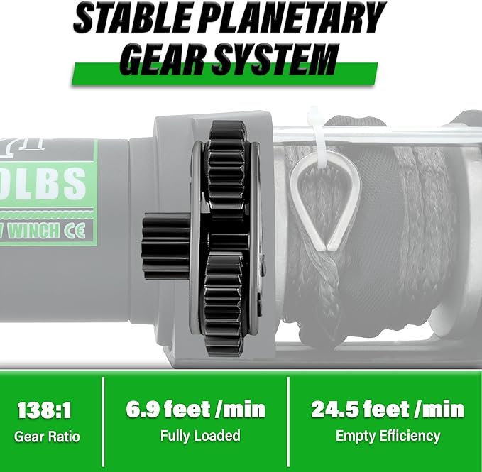 TYT 3000 lb ATV Winch, 12V DC Electric Winch with Wireless Remote and Wired Switch, 1/5"x 32FT Synthetic Winch Rope with Fairlead and Winch Mounting Plate